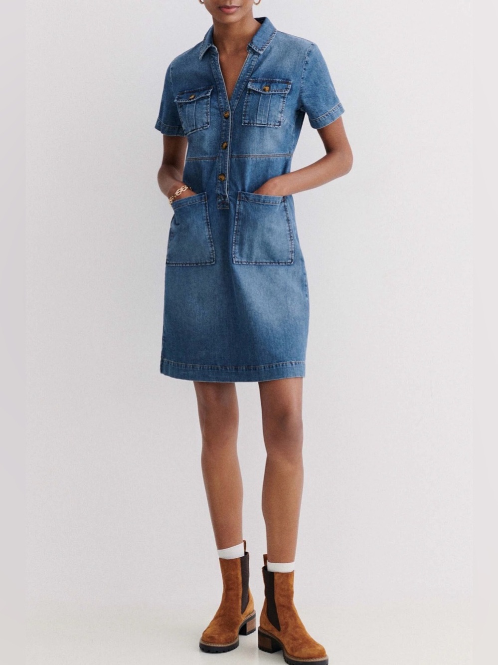 CAROLL PARIS Denim dress - stone denim SZ 40 euro size